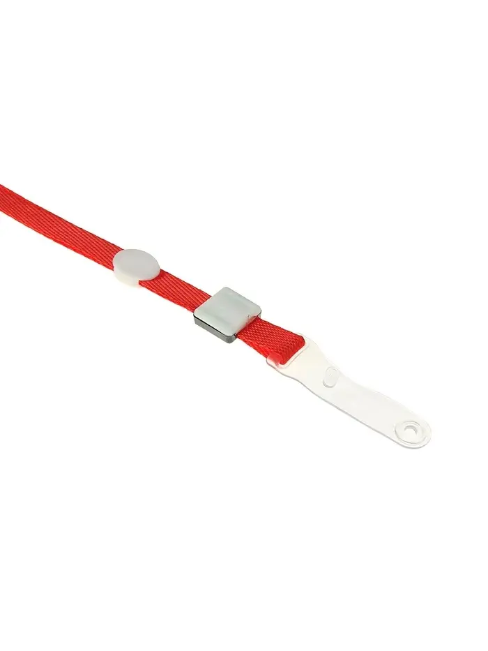 Лента для бейджа, 10 мм &times; 80 см, плотная, с бегунком и с силиконовым зажимом, красная