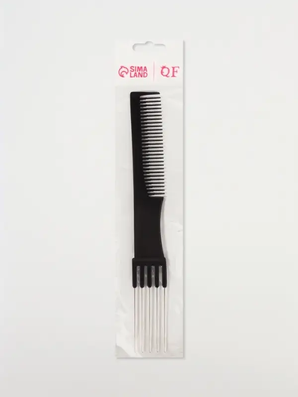 Расчёска для начёса с металлической вилкой, 20×2.7 см, чёрная Расчёска для начёса с металлической вилкой, 20×2.7 см, чёрная