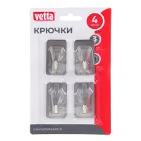 VETTA Крючки самоклеящиеся, 4 шт, нерж. сталь