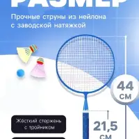 Набор для бадминтона ONLYTOP &laquo;Робот&raquo;: 2 ракетки 44 см, 2 волана, мяч, чехол, синий