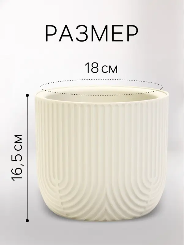 Кашпо для цветов &laquo;Рамона&raquo;, 1.9 л, d=18 см, h=16.5 см, со вставкой, пластиковое, белое