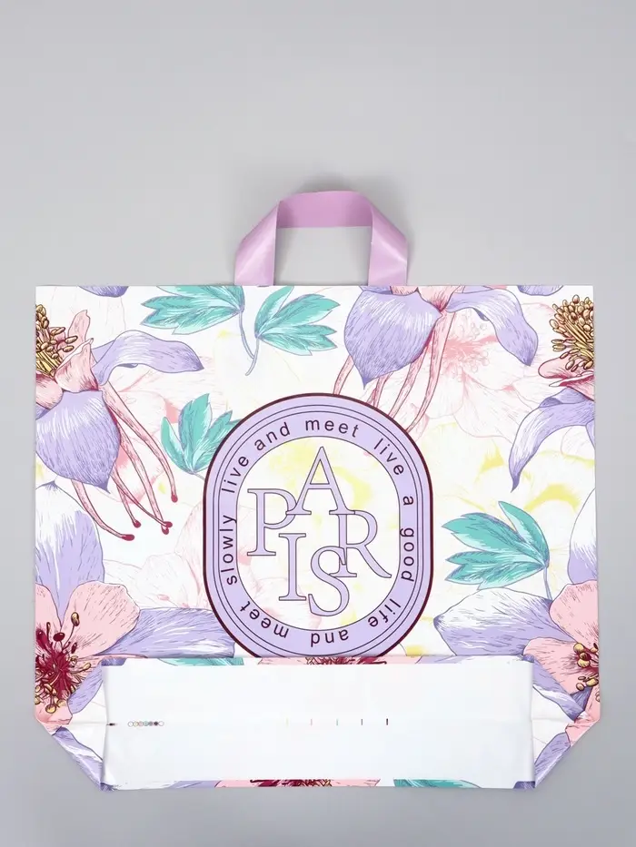Пакет с петлевой ручкой "Цветочный" 45 х 40 х 8 см, 60 мкм