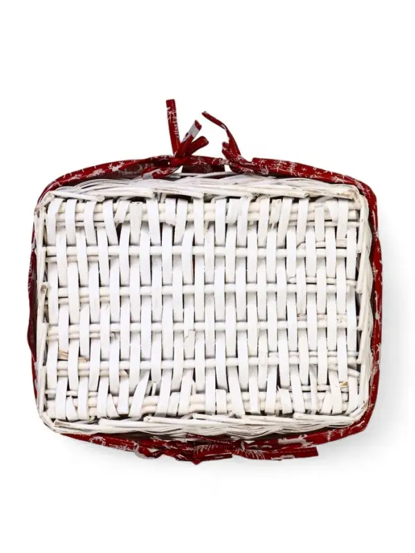 Корзина плетеная 37 х 28 х 18 см, ручка h=13 см белая, НГ ткань красный Корзина плетеная 37 х 28 х 18 см, ручка h=13 см белая, НГ ткань красный