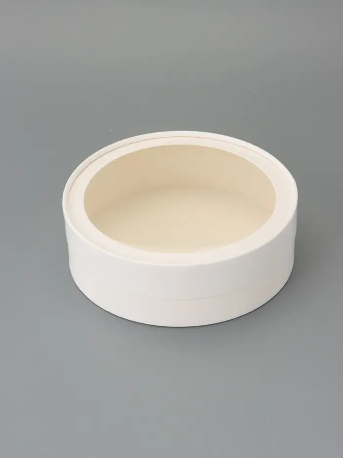 Набор круглых подарочных коробок с окном, завальцованные, белые, 8 шт., 18&times;6 см