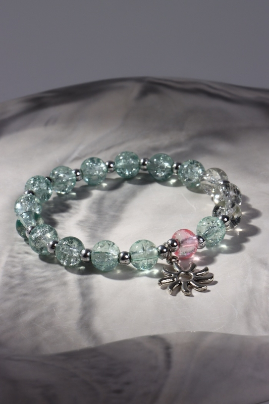 Браслет «Радость» солнце, цвет бело-голубой в серебре, d=7