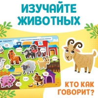 Книга с липучками большая «Изучаем животных», 130 липучек, 2+