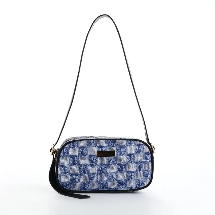 Сумка женская кросс-боди на молнии, 20.5&times;6.5&times;11.5 см, в клетку, синяя