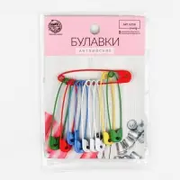 Булавки английские, 51 мм, 10 шт., цвет разноцветный