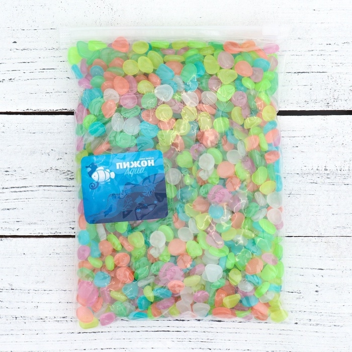 Декоративные камни для аквариума, светящиеся, 8-11 мм, 500 г, микс Декоративные камни для аквариума, светящиеся, 8-11 мм, 500 г, микс