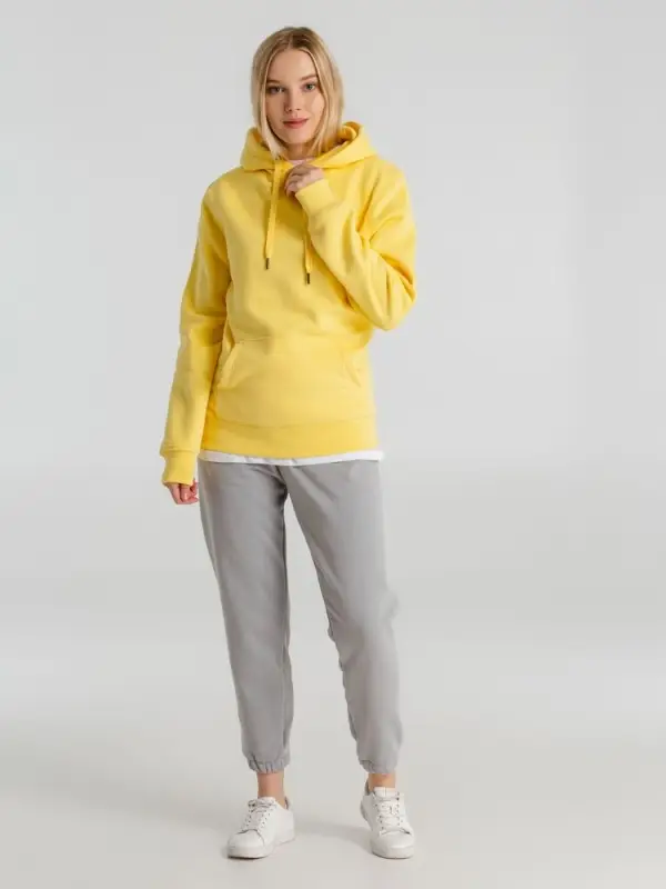 Толстовка с капюшоном унисекс King, желтая, размер S