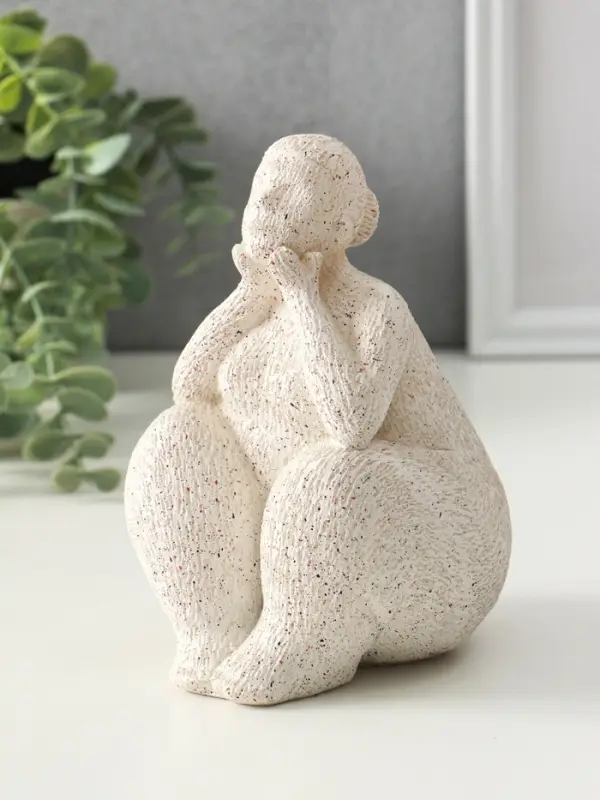 Сувенир полистоун "Пышечка. Удивление" белый песок 11,5х11х16см