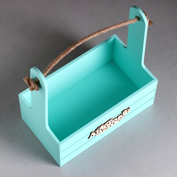 Ящик - кашпо деревянный 25х15х30  Ящик - кашпо деревянный 25х15х30 "Любимой Маме" Мятный