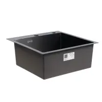 Мойка кухонная AFLORN AF95050DF, врезная, S=3.0 и 0.8 мм, 50&times;50 см, сифон, черная