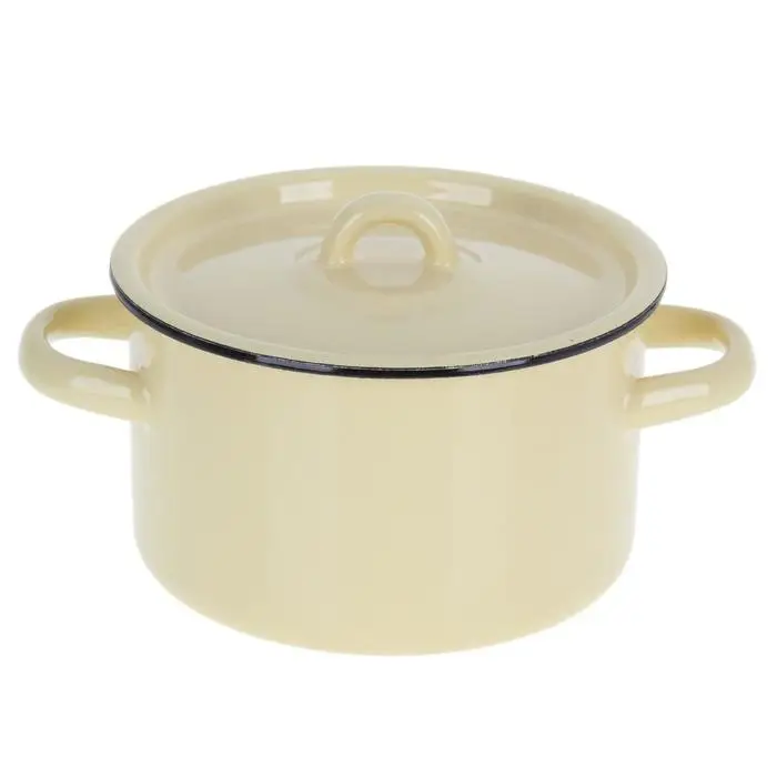 Кастрюля эмалированная, 1.5 л, d=15 см, цилиндрическая, цвет МИКС