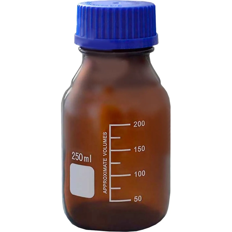 Банка 250мл с делениями, с навинчив. крышкой, темное стекло 10007206