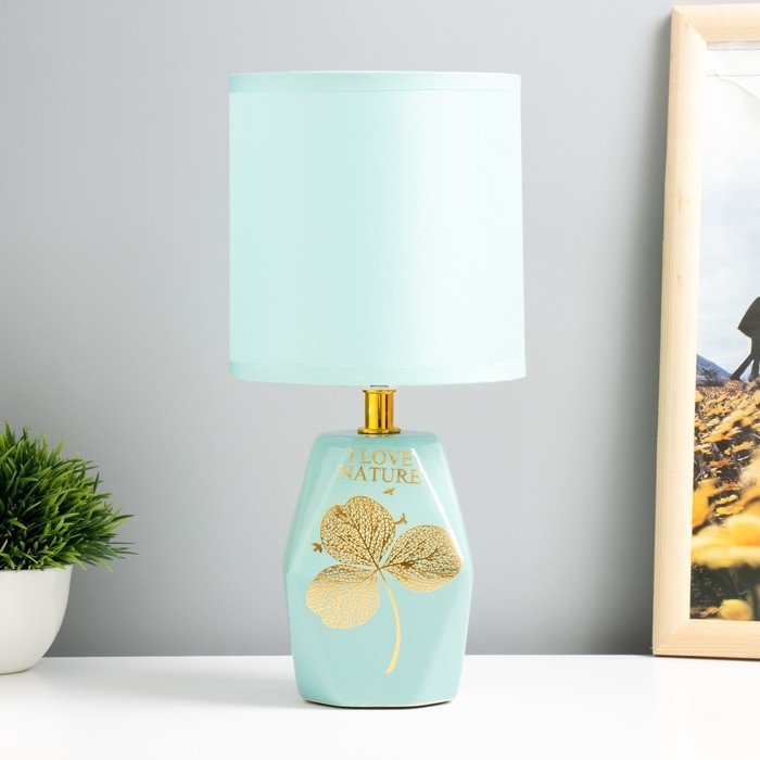 Настольная лампа Настольная лампа "Натюр" E14 40Вт бирюзовый 12,5х12,5х28 см RISALUX