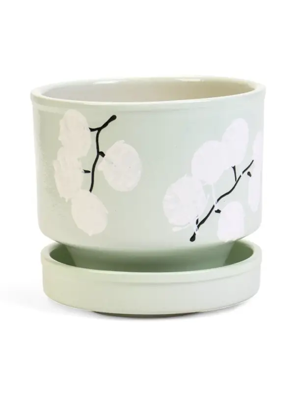 Горшок цветочный с поддоном 0,9 л, керамика  Горшок цветочный с поддоном 0,9 л, керамика "Листья" (М)