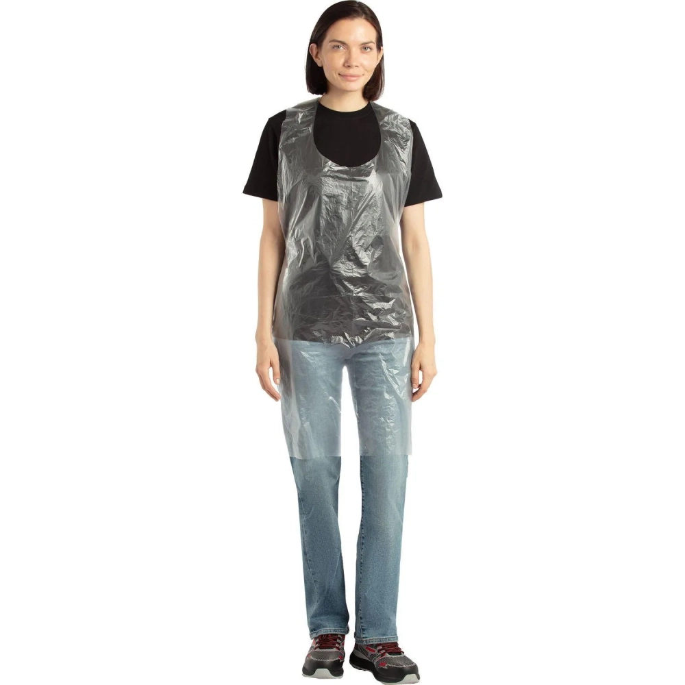 Фартук одноразовый ПНД 68x104см белый&nbsp;6мкр 100/1000/уп