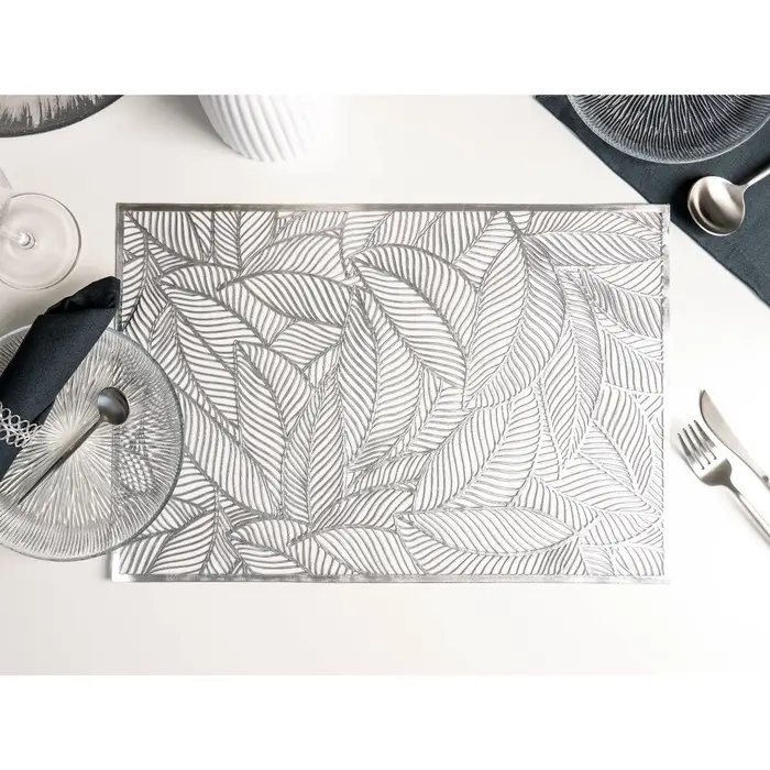 Салфетка сервировочная на стол Доляна &laquo;Листопад&raquo;, 45&times;30 см, серебряная