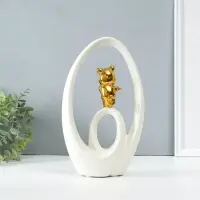 Фигурка керамика &laquo;Медвежонок - сны наяву&raquo;, белый с золотом, 6&times;15.5&times;27 см