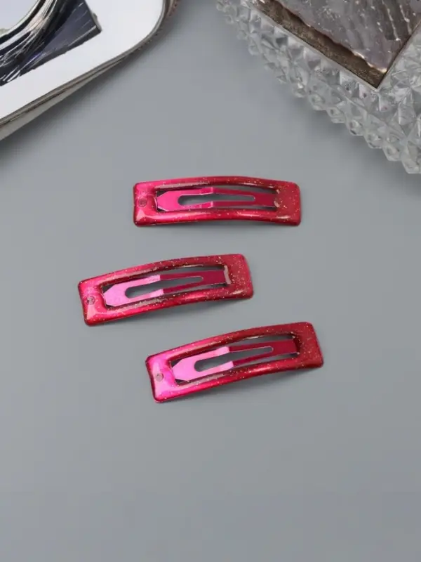 Заколки для волос QF &laquo;Хэдли&raquo;, набор 3 шт., прямой, 5 см, розовые