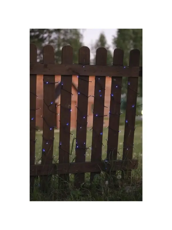 Гирлянда &laquo;Нить&raquo; 10 м, IP44, УМС, тёмная нить, 72 SMD-LED, свечение синее, 220 В