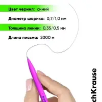 Набор ручек шариковых 4 штуки ErichKrause R=301 Neon Stick & Grip, узел 1.0 мм, чернила синие, резиновый упор, европодвес