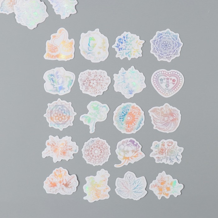Наклейка пластик Наклейка пластик "Голография. Цветы" набор 38 шт 13х11,5х0,5 см