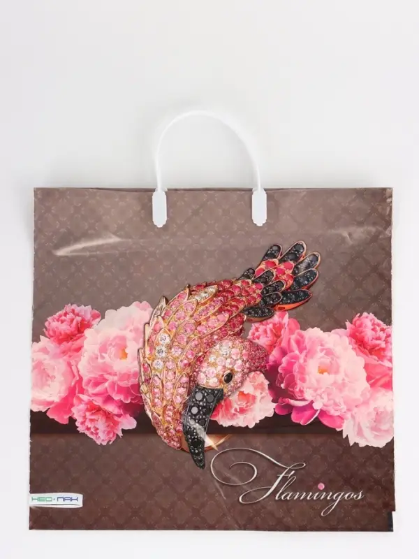 Пакет Пакет "Розовый фламинго, полиэтиленовый, пластиковая ручка 37х35 см 90 мкм 1095891