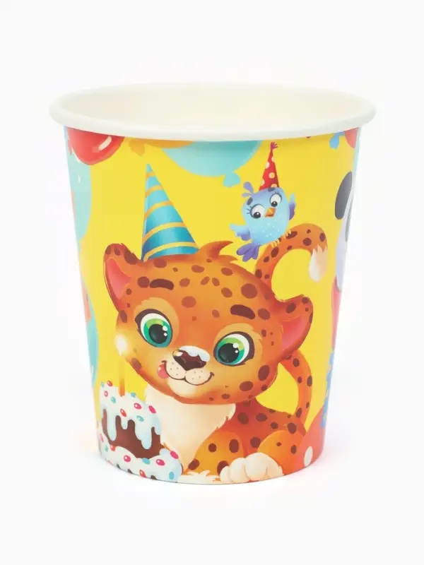 МП Набор бумажной посуды МП Набор бумажной посуды "С Днём рождения, весёлые зверята", желтый , 12 персон