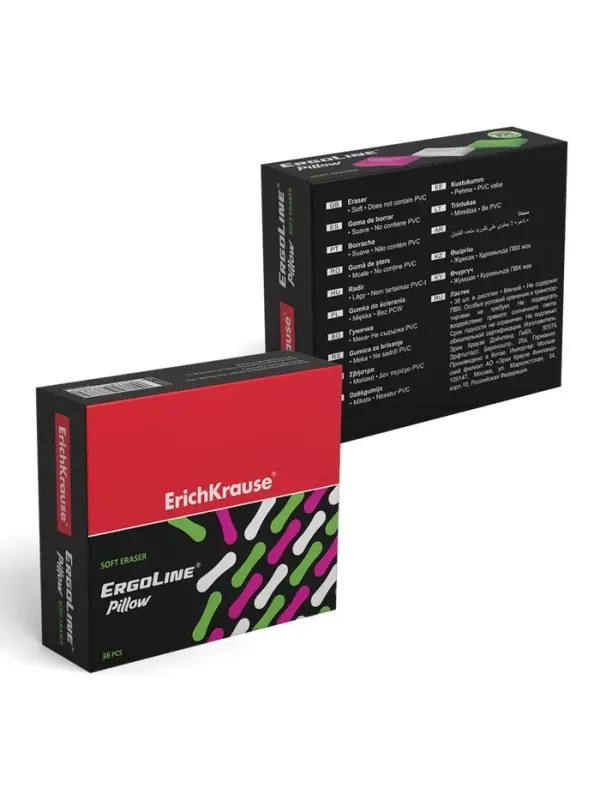 Ластик ErichKrause ErgoLine Pillow, 33&times;21&times;8 мм, мягкий, гипоаллергенный, микс