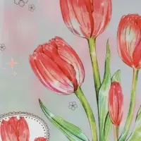 Пакет подарочный прозрачный, "Тюльпаны", 22 х 10 х 24 см