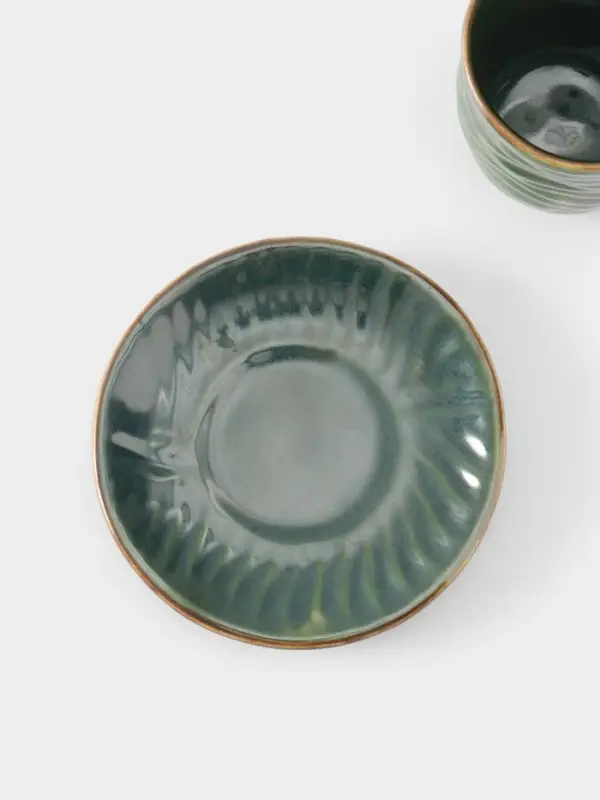 Чашка с блюдцем &laquo;Флора 2&raquo;, 13&times;13&times;9 см, керамика, зелёная