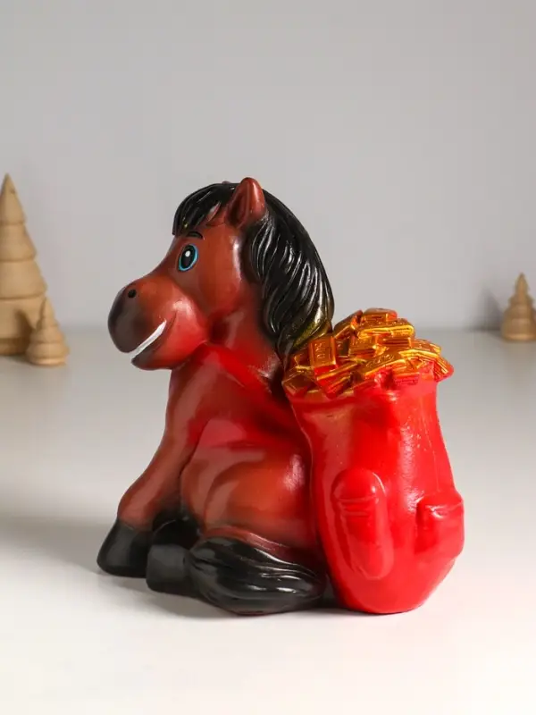 Копилка Копилка "Конь с деньгами" 21 см, коричневый