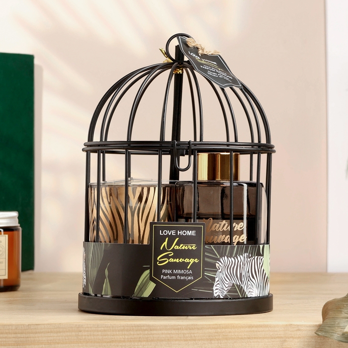 Набор в клетке Набор в клетке "Love home" диффузор 100 мл и свеча 6х7 см, мимоза