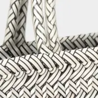 Сумка плетёная, 30&times;15&times;35 см, пластик, белая с чёрным