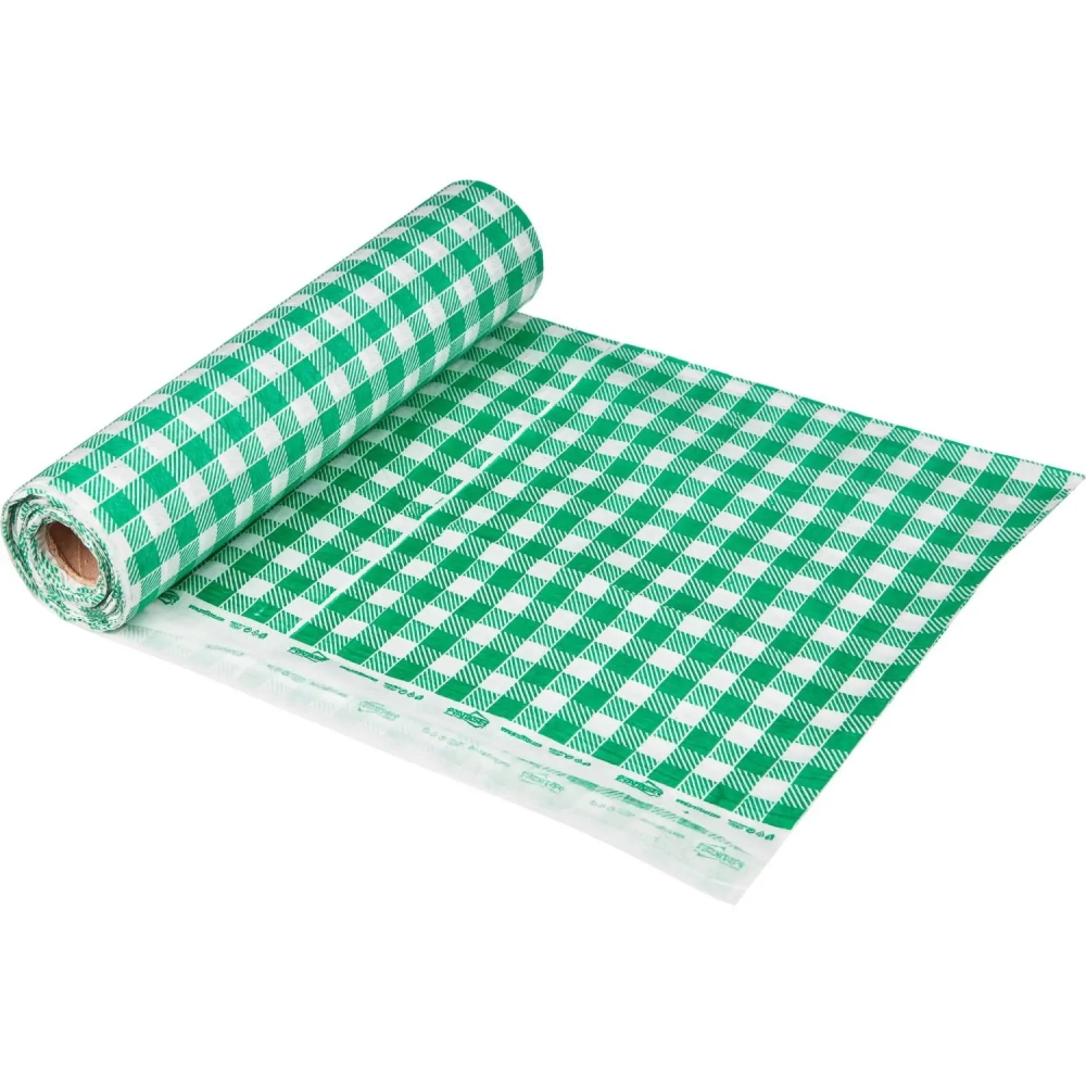 Скатерть одноразовая Luscan, 120х200см 6шт/рулон, зеленая клетка