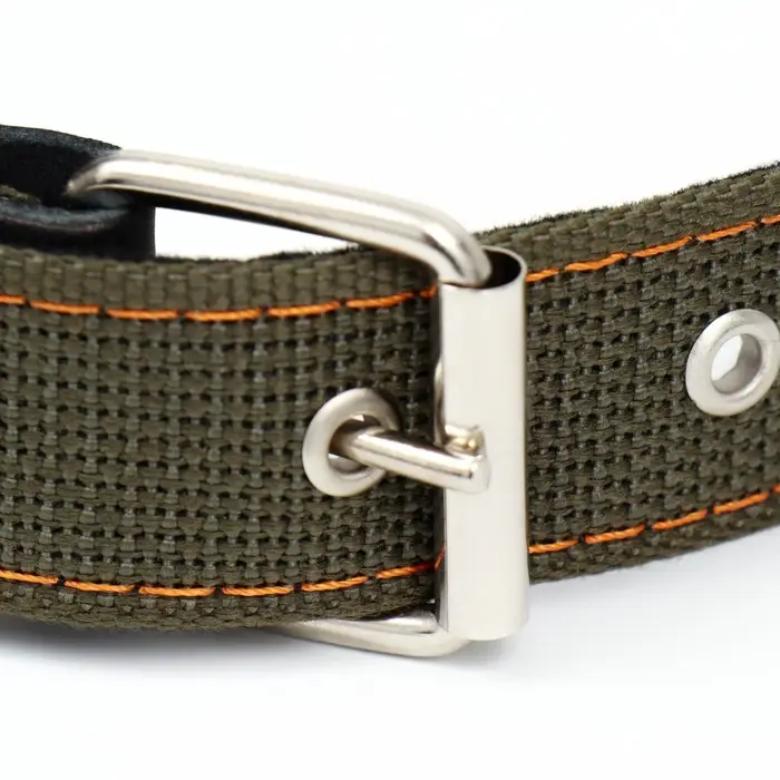 Ошейник брезентовый однослойный, безразмерный, 72&times;3.5 см, ОШ 45-60 см, хаки
