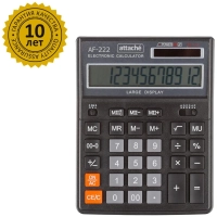 Калькулятор настольный ПОЛН/Р Attache AF-222, 12раз, дв.пит,203x158мм, черн