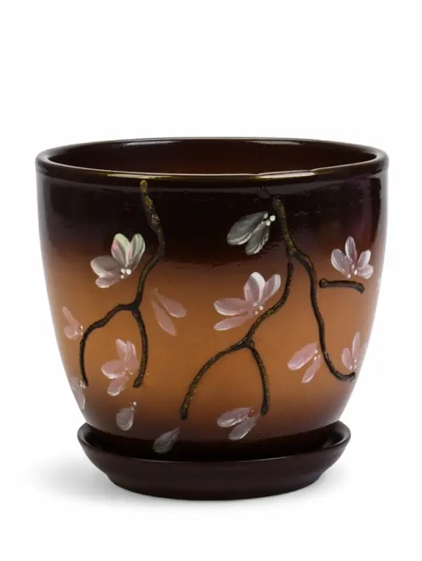 Горшок цветочный поддоном  2,5 л,  керамика, Миндаль (М) Горшок цветочный поддоном  2,5 л,  керамика, Миндаль (М)