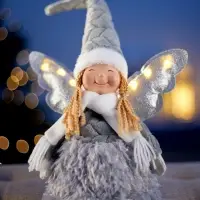 Светодиодная фигура &laquo;Кукла в сером&raquo; 70 см, текстиль, 6 LED, от батареек AG10&times;3, свечение тёплое белое