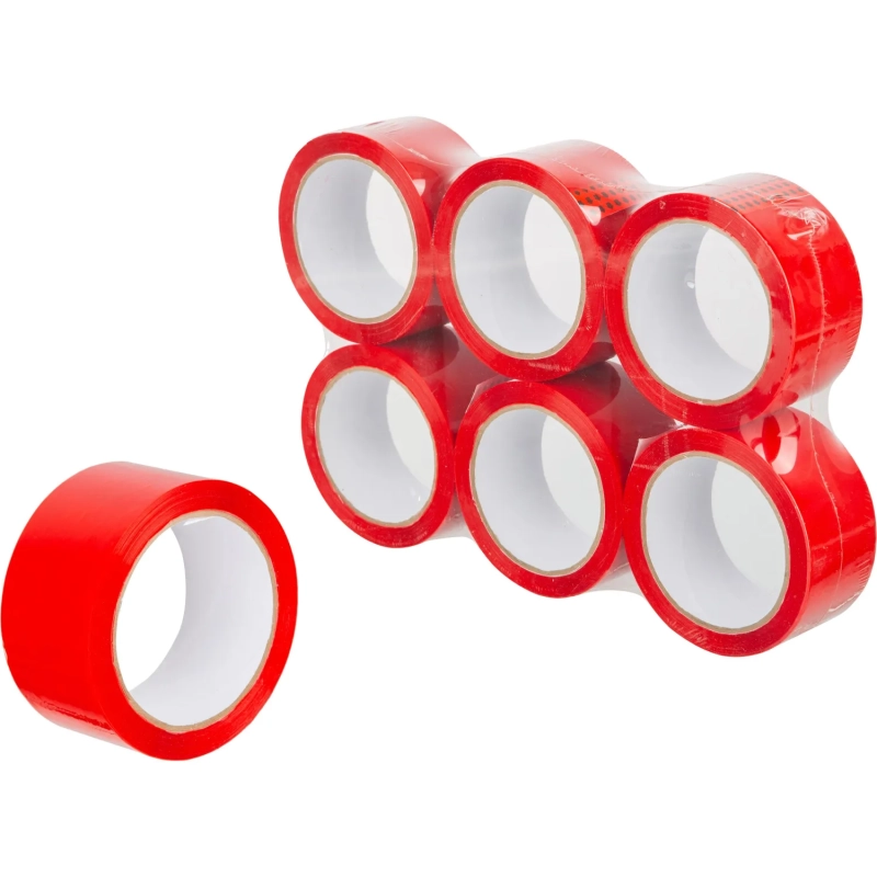 Клейкая лента упаковочная 48мм х 66м 43мкр красная 6 шт/уп СПб