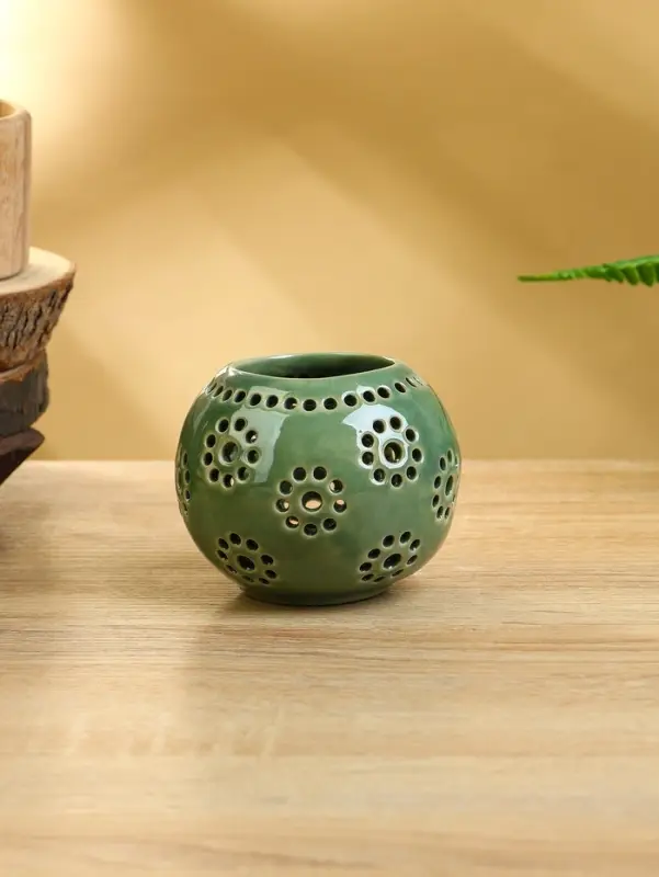 Аромалампа «Шар», 9×9×8 см, керамика, салатовая