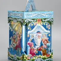 Подарочная новогодняя коробка «Новогодняя карусель» 15.8×15.8×23.5 см
