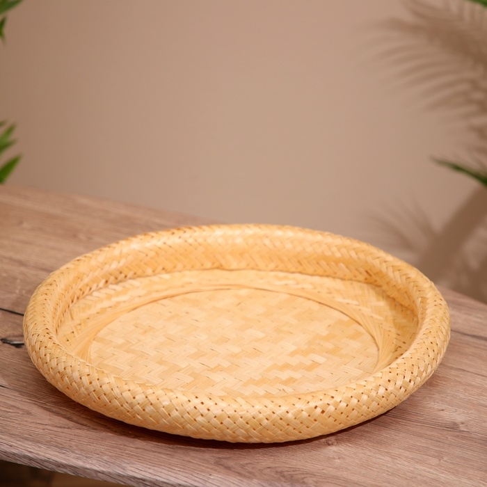 Тарелка плетёная, из бамбука 40х40х6 см Тарелка плетёная, из бамбука 40х40х6 см