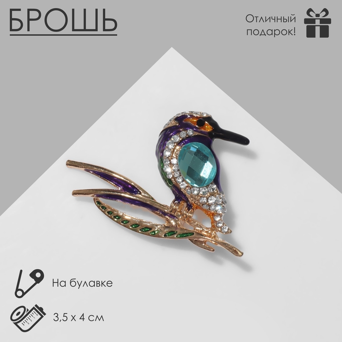 Брошь «Птица» Лори, цветная в золоте Брошь «Птица» Лори, цветная в золоте