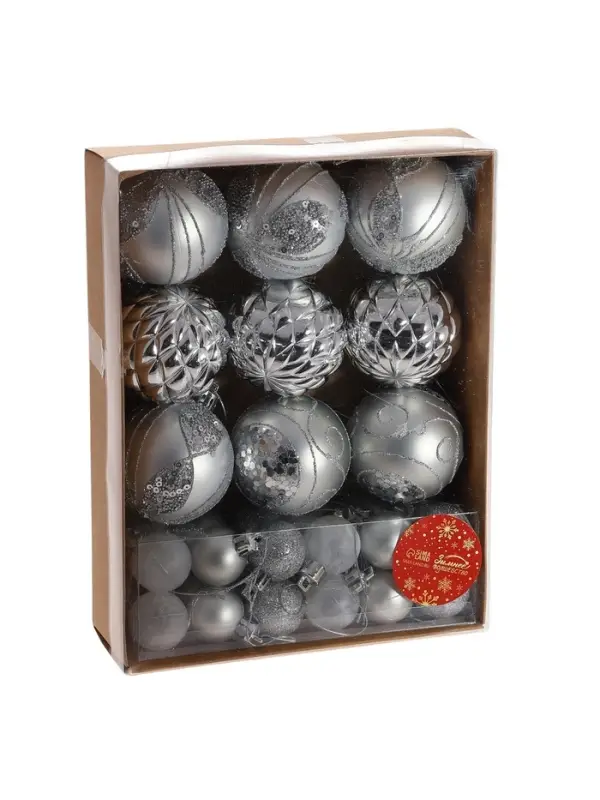 Ёлочные игрушки &laquo;Хоровод&raquo;, шары новогодние, d=2.5 и 5.5 см, набор 33 шт.