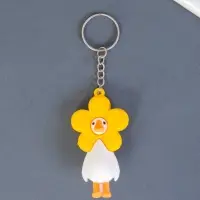 Брелок для ключей на кольце &laquo;Утёнок в карнавальной шапке&raquo;, резина, 2.4&times;1.5&times;6.4 см, МИКС