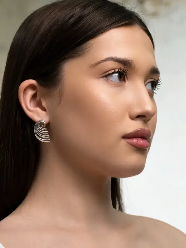 Серьги металл &laquo;Волна&raquo;, цвет серебро