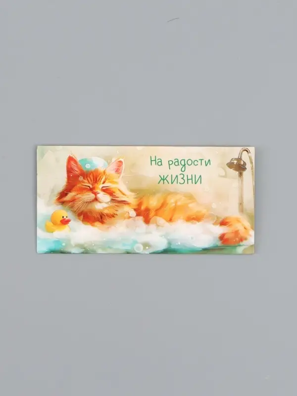 Конверт для денег &laquo;На радости жизни&raquo;, котик в пене, 16,5 х 8 см